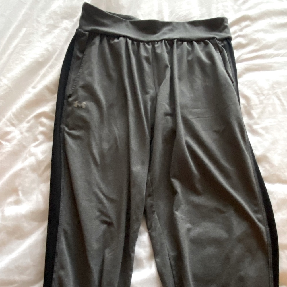 Under armor grey workout pants, size M